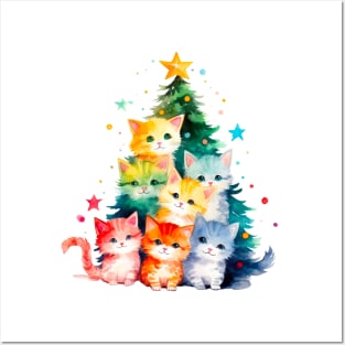 Cat Christmas Tree Posters and Art